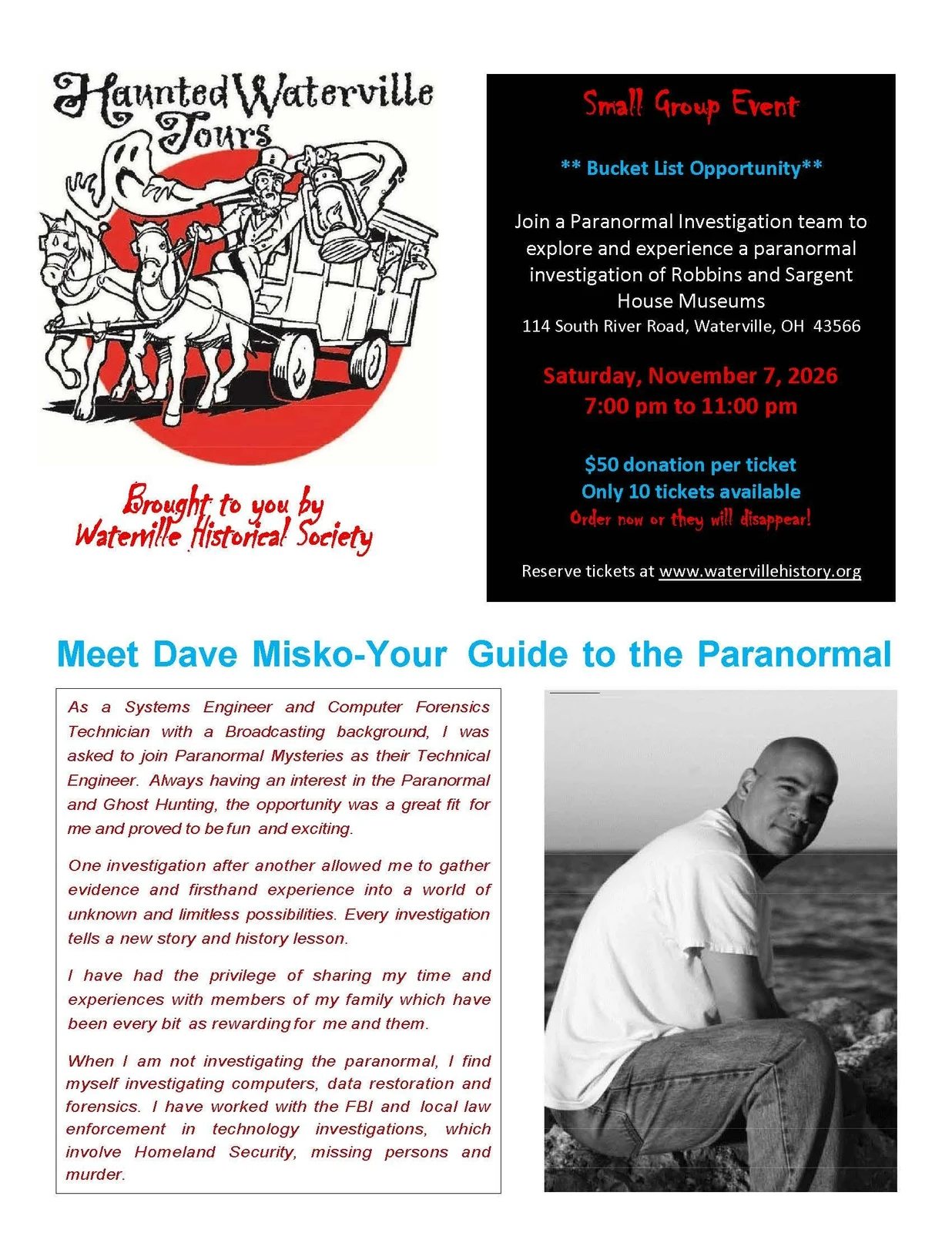 Organizer promotional image for Paranormal Event with Dave Misko
